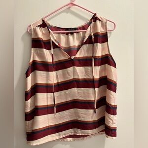 Banana Republic Burgundy and Cream Striped Blouse
